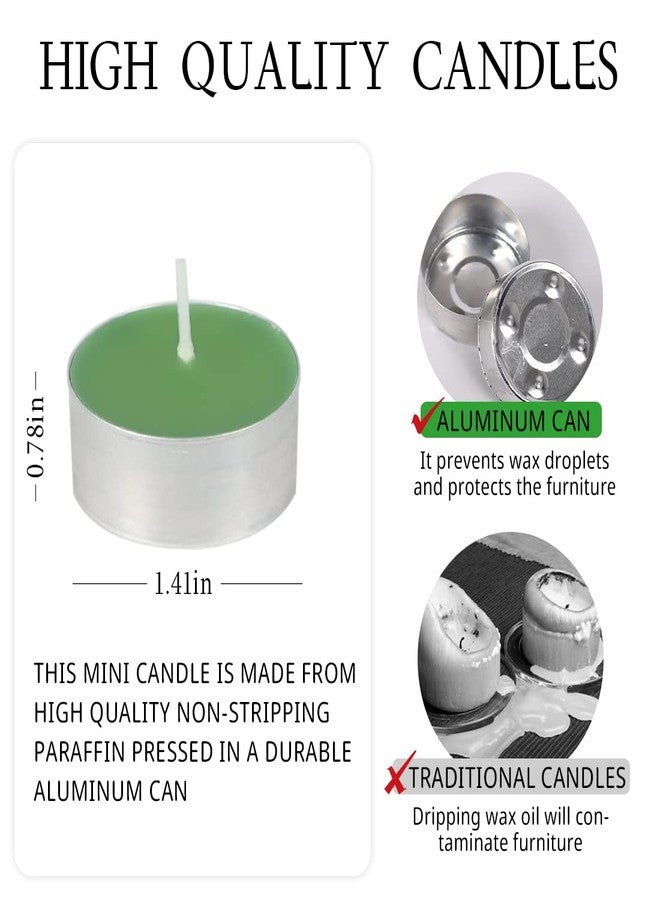 FUNHOKO Tea Lights Candles - 12 Pack Green Tealights Candle Scented Green Tea Small Candle for Home, Holiday, Wedding & Party,Dinner Table, Halloween Christmas and Holiday (Green Tea) - Image 2